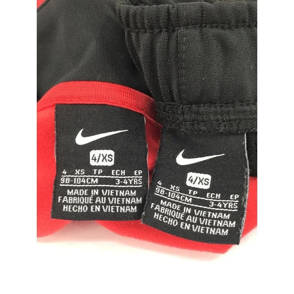 Nike Boys Track Suit Warm Up XS 4 Zip Up Jacket Pant Set Black Red Jacket Pants - Picture 11 of 11